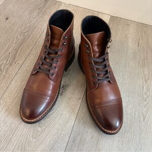 NEW Thursday Boot Company Captain Burnished Brandy Cap Toe Lace Up BOOTS Sz 8.5